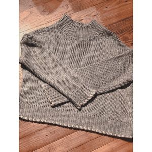 Gray turtleneck knit sweater